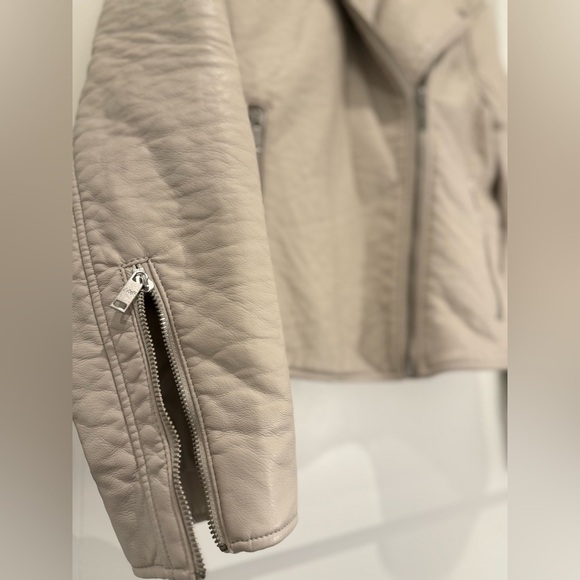 Abercrombie & Fitch Faux Leather Jacket Extra Large Beige Biker Motorcycle AF - Picture 2 of 7